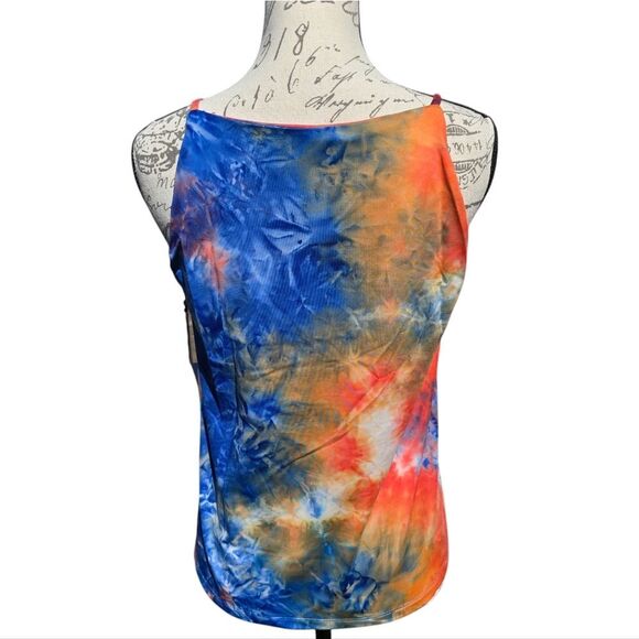 Susana Monaco -1523 NWT Tie Dye Multicolor Orange Blue Tank Top Women's XS - Picture 3 of 10